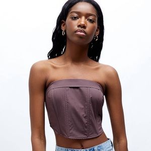 Kendall & Kylie Strapless Foldover Corset Top